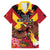 Custom Papua New Guinea Rugby Family Matching Off The Shoulder Long Sleeve Dress and Hawaiian Shirt Bird of Paradise and Hibiscus Polynesian Pattern Red Color LT03