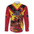 Custom Papua New Guinea Rugby Family Matching Off The Shoulder Long Sleeve Dress and Hawaiian Shirt Bird of Paradise and Hibiscus Polynesian Pattern Red Color LT03