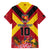 Custom Papua New Guinea Rugby Family Matching Short Sleeve Bodycon Dress and Hawaiian Shirt Bird of Paradise and Hibiscus Polynesian Pattern Red Color LT03