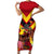 Custom Papua New Guinea Rugby Family Matching Short Sleeve Bodycon Dress and Hawaiian Shirt Bird of Paradise and Hibiscus Polynesian Pattern Red Color LT03