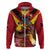 Custom Papua New Guinea Rugby Hoodie Bird of Paradise and Hibiscus Polynesian Pattern Red Color LT03