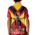 Custom Papua New Guinea Rugby Kid Polo Shirt Bird of Paradise and Hibiscus Polynesian Pattern Red Color LT03