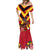 Custom Papua New Guinea Rugby Mermaid Dress Bird of Paradise and Hibiscus Polynesian Pattern Red Color LT03