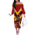 Custom Papua New Guinea Rugby Off The Shoulder Long Sleeve Dress Bird of Paradise and Hibiscus Polynesian Pattern Red Color LT03