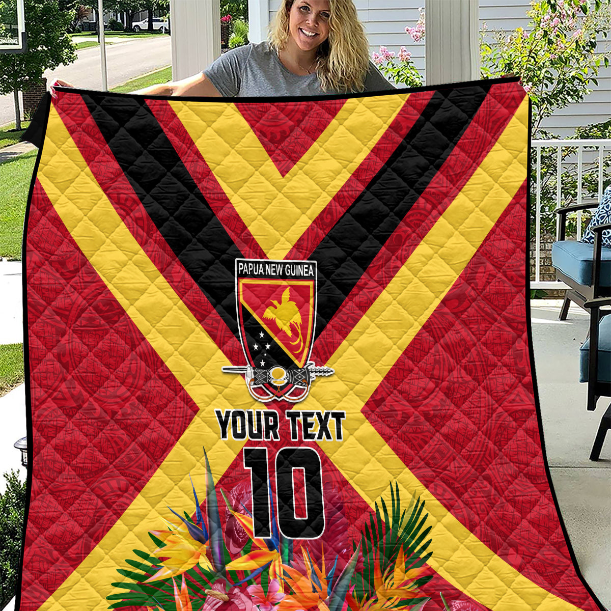 Custom Papua New Guinea Rugby Quilt Bird of Paradise and Hibiscus Polynesian Pattern Red Color LT03 Red - Polynesian Pride