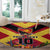 Custom Papua New Guinea Rugby Round Carpet Bird of Paradise and Hibiscus Polynesian Pattern Red Color