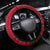 Papua New Guinea Rugby Steering Wheel Cover Bird of Paradise and Hibiscus Polynesian Pattern Red Color