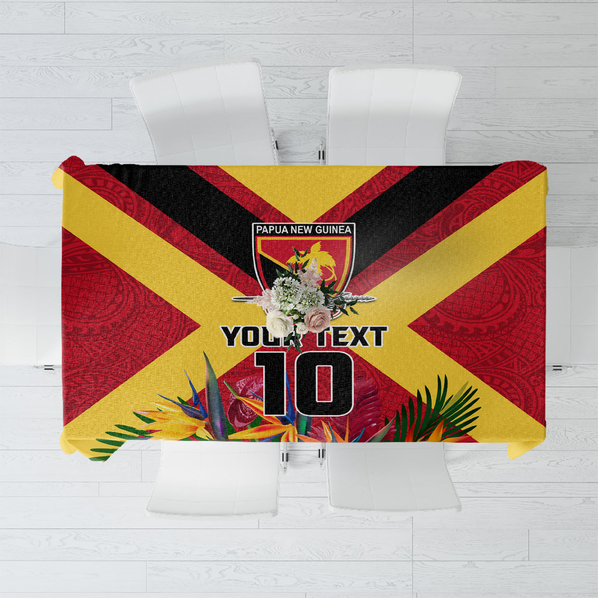 Custom Papua New Guinea Rugby Tablecloth Bird of Paradise and Hibiscus Polynesian Pattern Red Color LT03 Red - Polynesian Pride