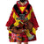 Custom Papua New Guinea Rugby Wearable Blanket Hoodie Bird of Paradise and Hibiscus Polynesian Pattern Red Color LT03