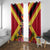 Custom Papua New Guinea Rugby Window Curtain Bird of Paradise and Hibiscus Polynesian Pattern Red Color