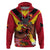 Custom Papua New Guinea Rugby Zip Hoodie Bird of Paradise and Hibiscus Polynesian Pattern Red Color LT03