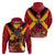 Custom Papua New Guinea Rugby Zip Hoodie Bird of Paradise and Hibiscus Polynesian Pattern Red Color LT03