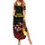 Papua New Guinea Bird-of-Paradise Family Matching Summer Maxi Dress and Hawaiian Shirt Coat of Arms and Tribal Patterns LT03 Mom's Dress Black - Polynesian Pride