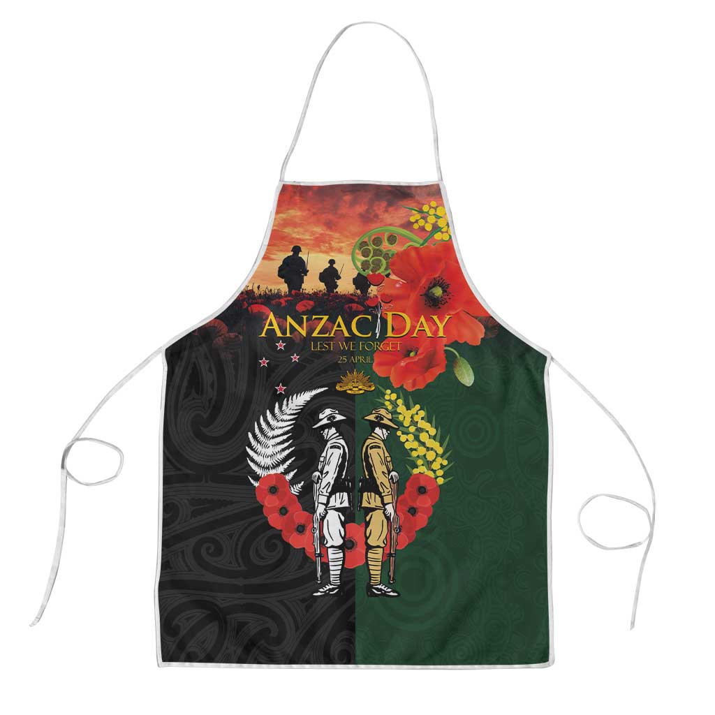 New Zealand and Australia ANZAC Day Apron Lest We Forget Indigenous and Maori Pattern LT03 Multicolor - Polynesian Pride