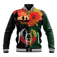 New Zealand and Australia ANZAC Day Baseball Jacket Lest We Forget Indigenous and Maori Pattern LT03 Unisex Multicolor - Polynesian Pride