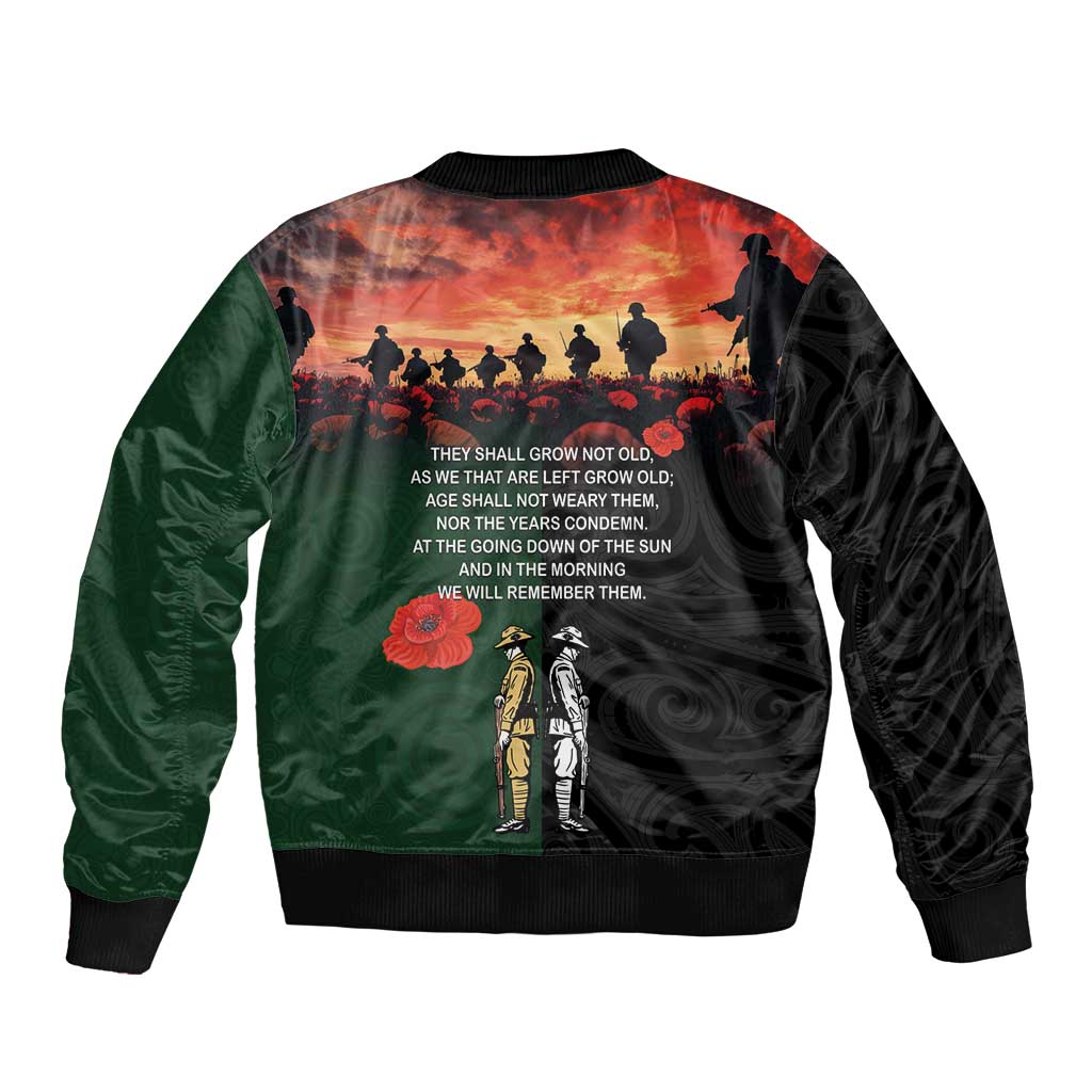 New Zealand and Australia ANZAC Day Bomber Jacket Lest We Forget Indigenous and Maori Pattern LT03 - Polynesian Pride