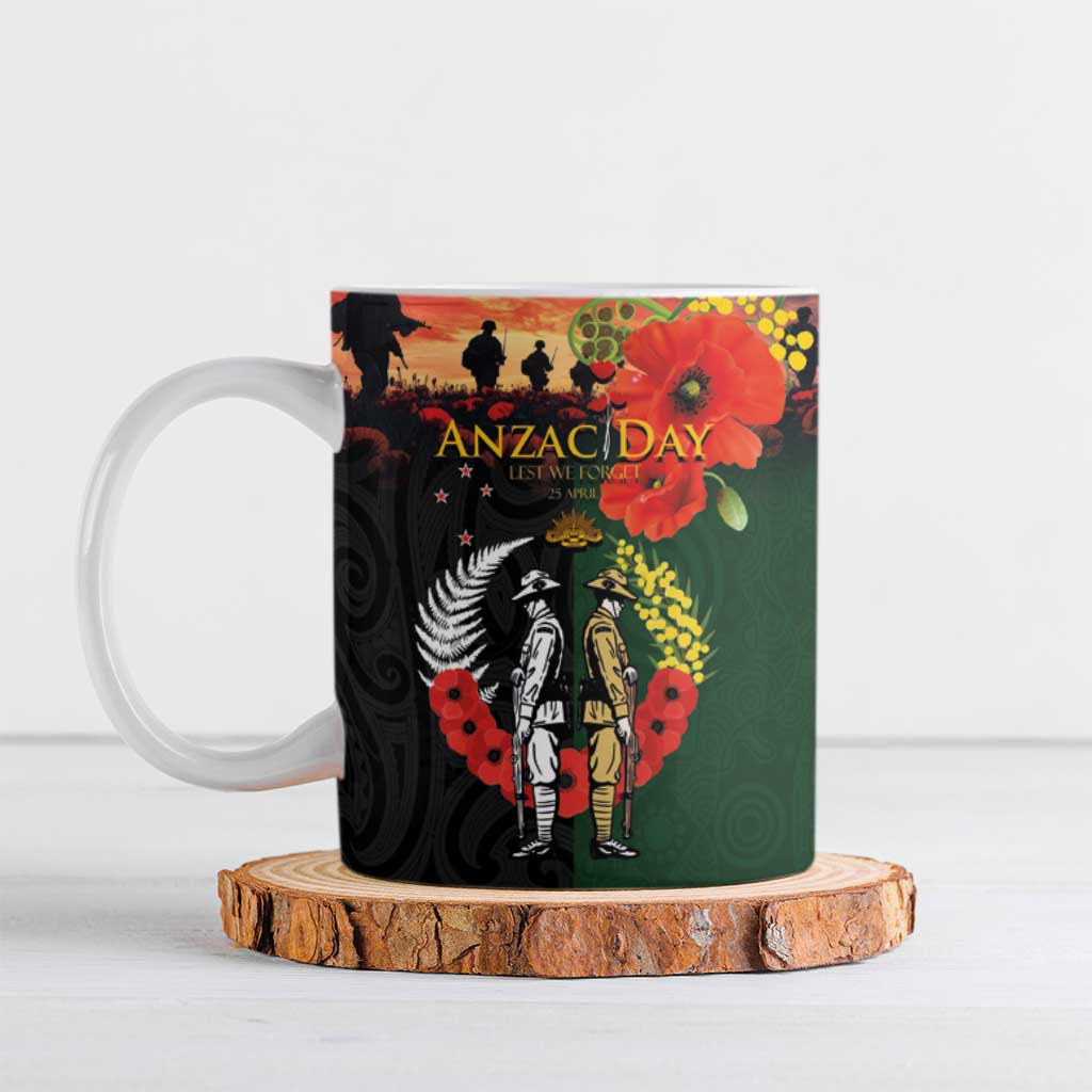 New Zealand and Australia ANZAC Day Ceramic Mug Lest We Forget Indigenous and Maori Pattern LT03 Multicolor - Polynesian Pride