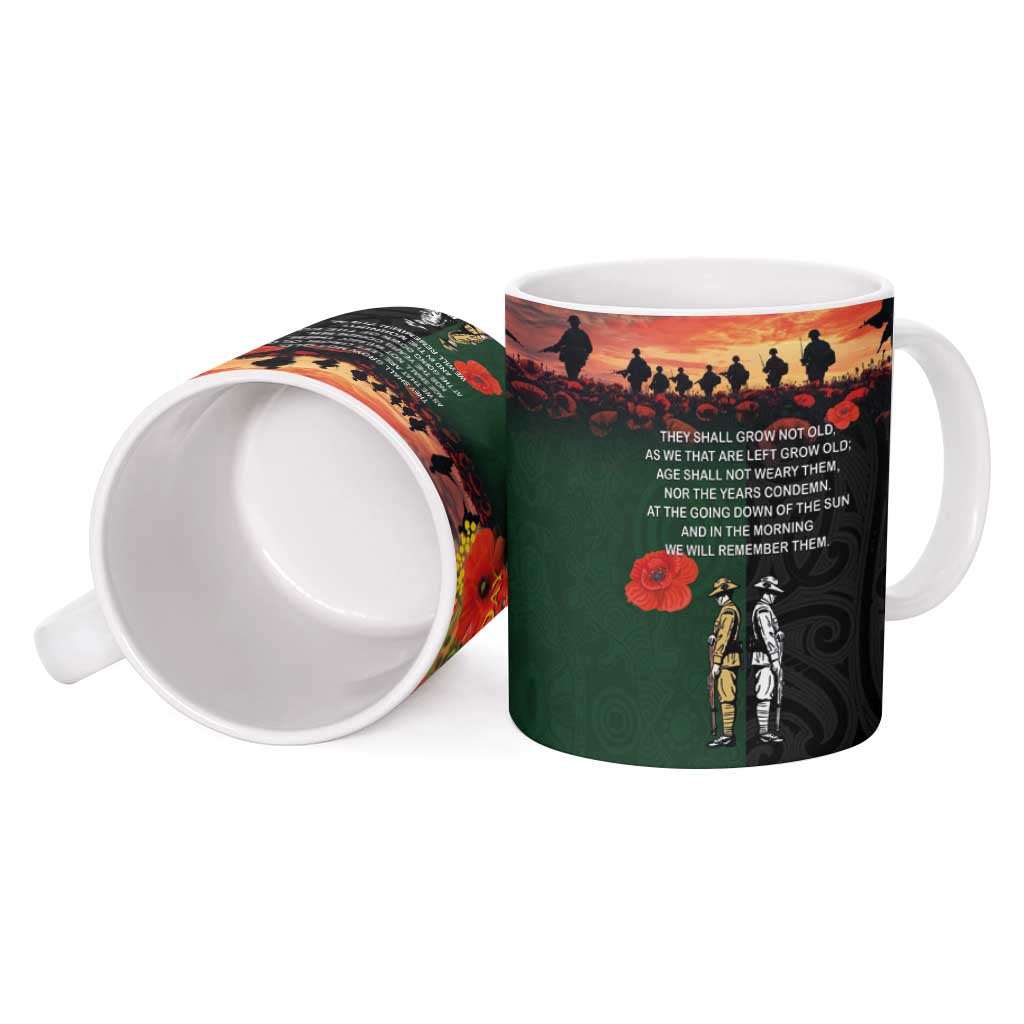 New Zealand and Australia ANZAC Day Ceramic Mug Lest We Forget Indigenous and Maori Pattern LT03 - Polynesian Pride