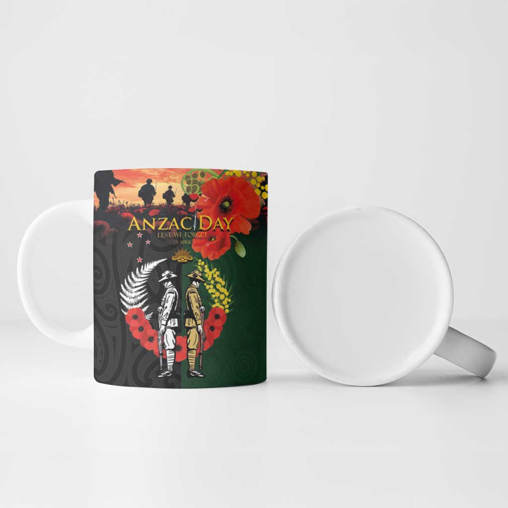 New Zealand and Australia ANZAC Day Ceramic Mug Lest We Forget Indigenous and Maori Pattern LT03 - Polynesian Pride