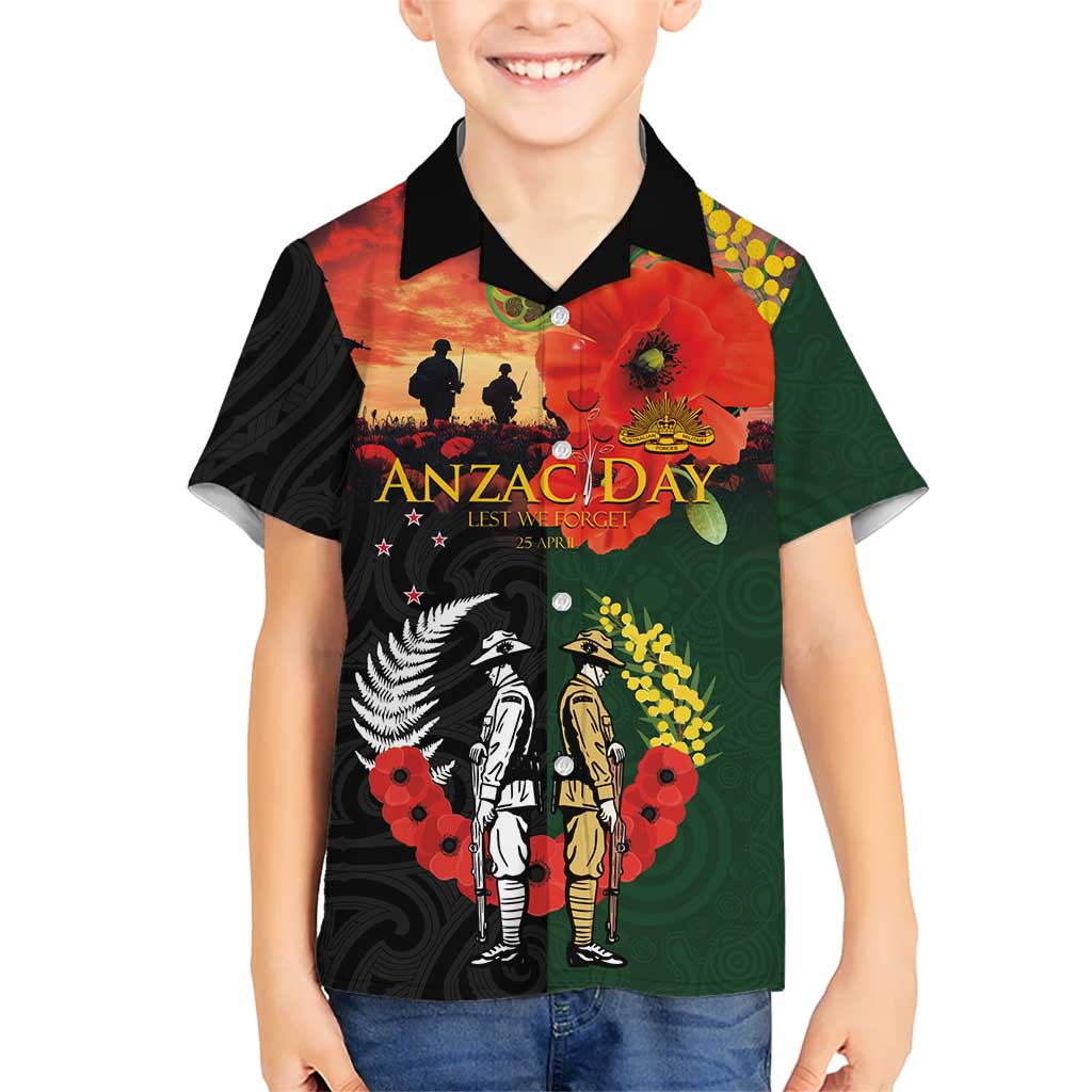 New Zealand and Australia ANZAC Day Hawaiian Shirt Lest We Forget Indigenous and Maori Pattern LT03 - Polynesian Pride
