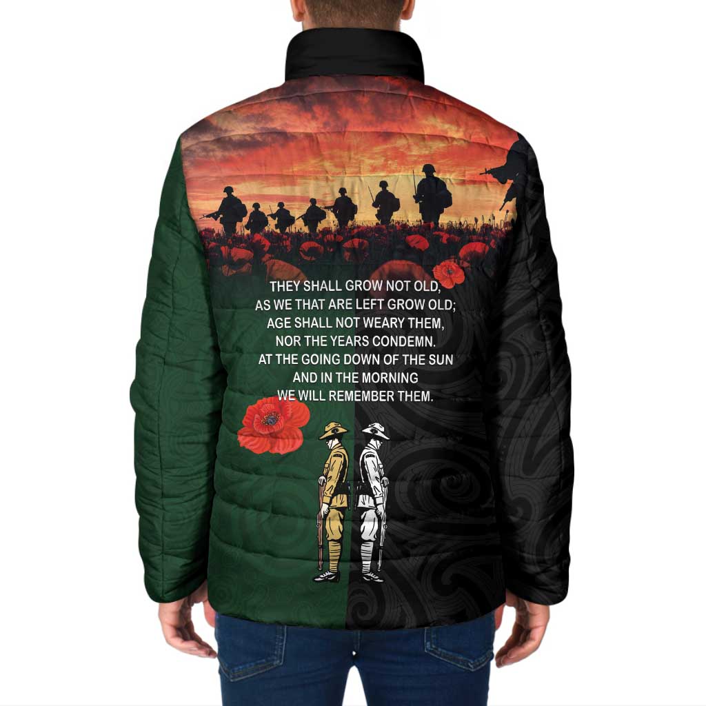 New Zealand and Australia ANZAC Day Padded Jacket Lest We Forget Indigenous and Maori Pattern LT03 - Polynesian Pride