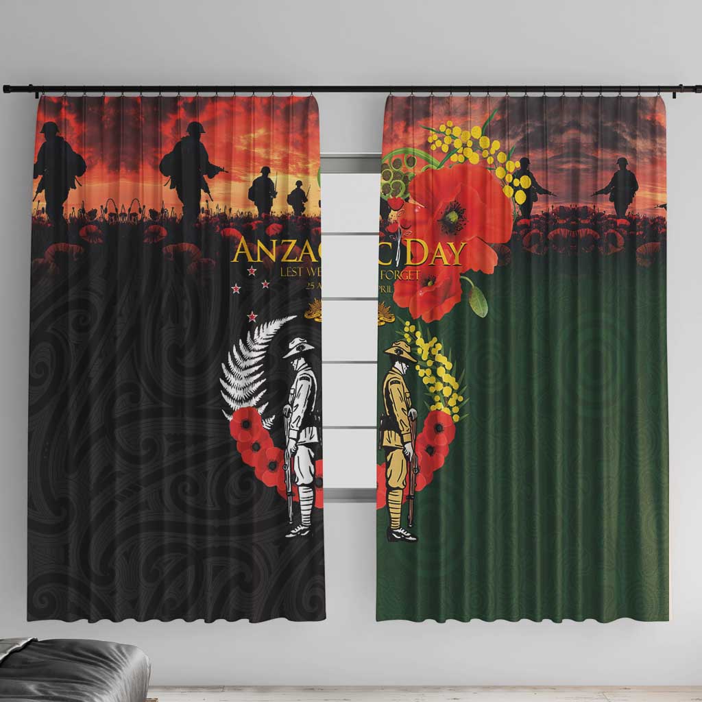 New Zealand and Australia ANZAC Day Window Curtain Lest We Forget Indigenous and Maori Pattern LT03 With Hooks Multicolor - Polynesian Pride