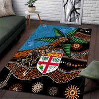 Fiji and Australia Area Rug Fijian and Aboriginal mix Culture LT03 Blue - Polynesian Pride