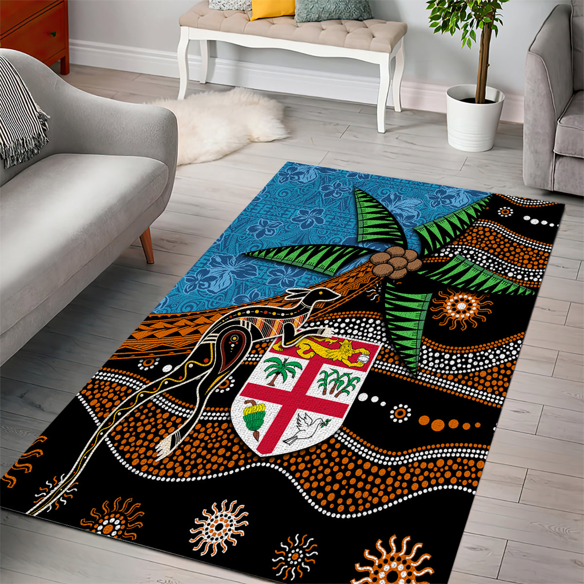 Fiji and Australia Area Rug Fijian and Aboriginal mix Culture LT03 - Polynesian Pride