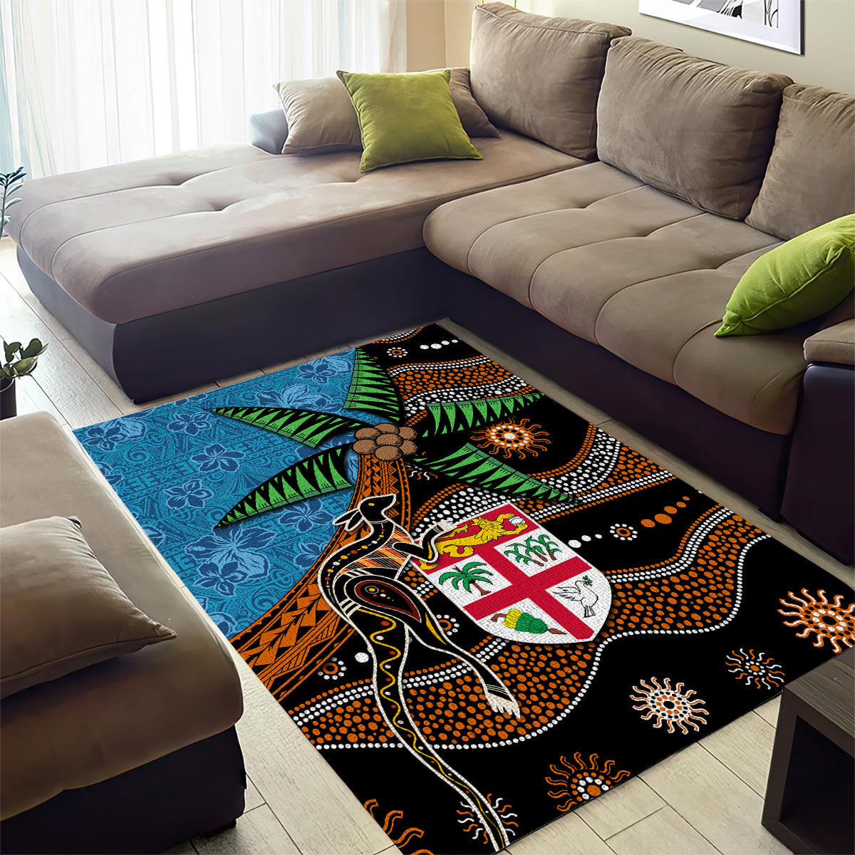 Fiji and Australia Area Rug Fijian and Aboriginal mix Culture LT03 - Polynesian Pride
