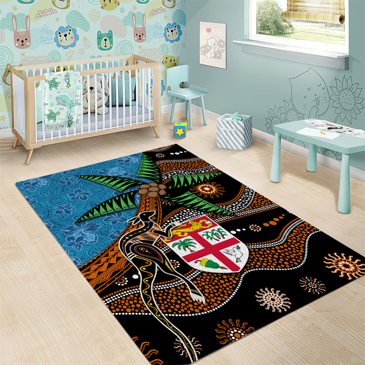 Fiji and Australia Area Rug Fijian and Aboriginal mix Culture LT03 - Polynesian Pride