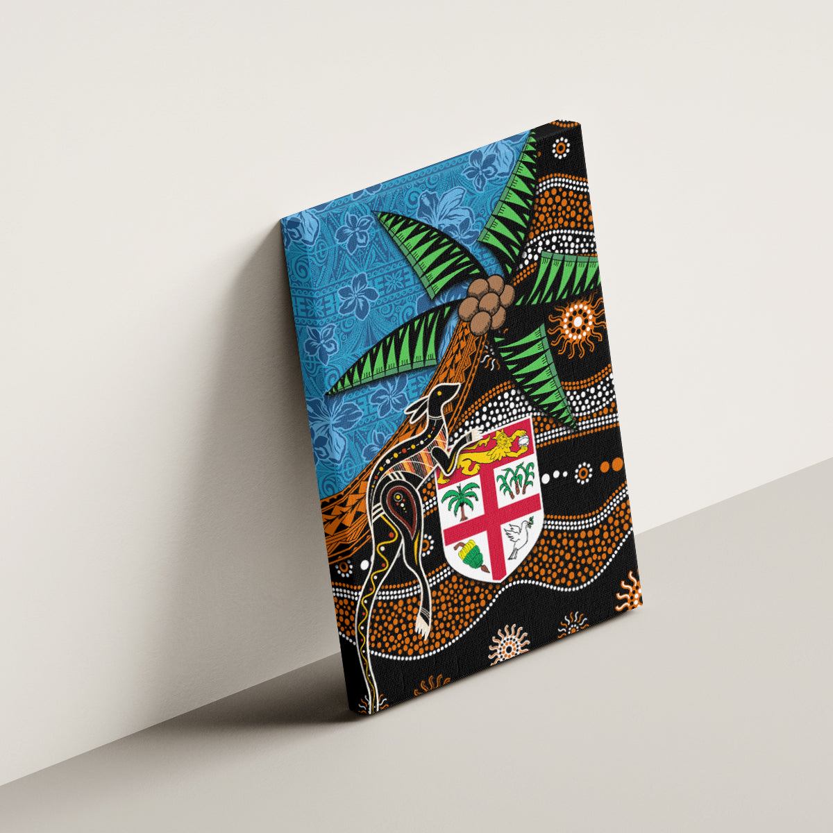 Fiji and Australia Canvas Wall Art Fijian and Aboriginal mix Culture LT03 - Polynesian Pride