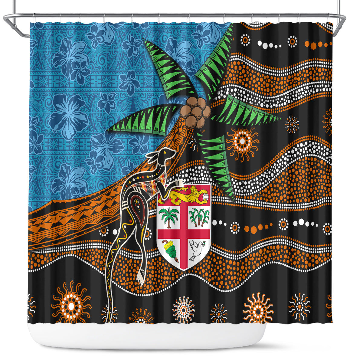 Fiji and Australia Shower Curtain Fijian and Aboriginal mix Culture