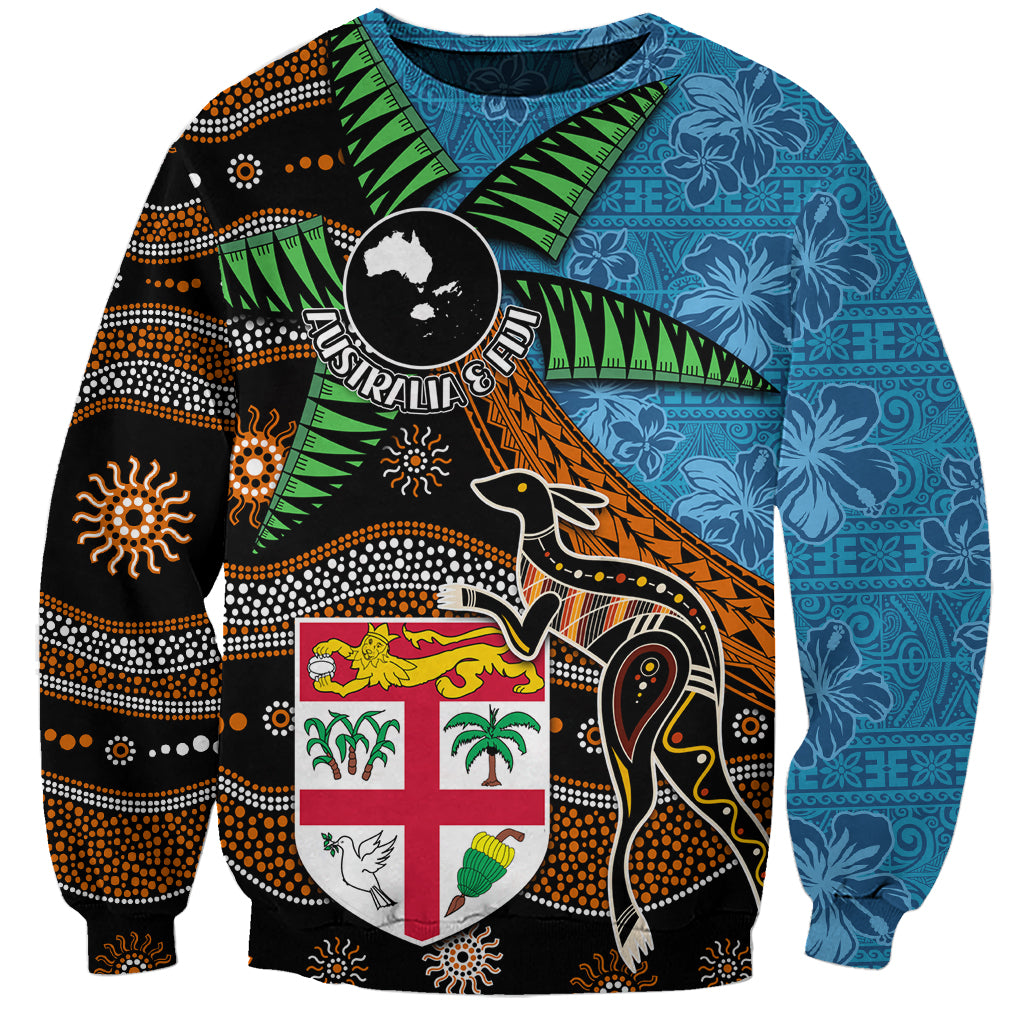Fiji and Australia Sweatshirt Fijian and Aboriginal mix Culture LT03 Unisex Blue - Polynesian Pride