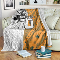 Custom Fiji and Australia Rugby Blanket Tapa Mix Aboriginal Pattern Half Style LT03 White - Polynesian Pride