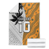 Custom Fiji and Australia Rugby Blanket Tapa Mix Aboriginal Pattern Half Style LT03 - Polynesian Pride