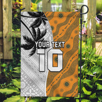 Custom Fiji and Australia Rugby Garden Flag Tapa Mix Aboriginal Pattern Half Style LT03 Garden Flag White - Polynesian Pride