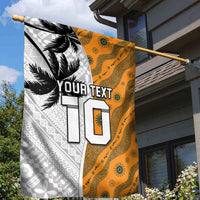 Custom Fiji and Australia Rugby Garden Flag Tapa Mix Aboriginal Pattern Half Style LT03 - Polynesian Pride