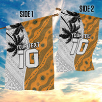 Custom Fiji and Australia Rugby Garden Flag Tapa Mix Aboriginal Pattern Half Style LT03 - Polynesian Pride