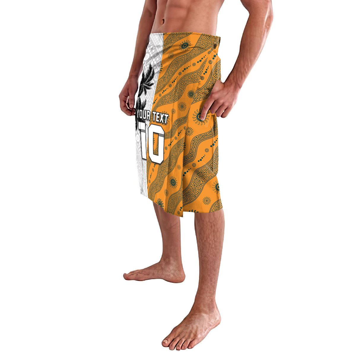 Custom Fiji and Australia Rugby Lavalava Tapa Mix Aboriginal Pattern Half Style LT03 - Polynesian Pride