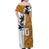 Custom Fiji and Australia Rugby Off Shoulder Maxi Dress Tapa Mix Aboriginal Pattern Half Style LT03 - Polynesian Pride