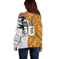 Custom Fiji and Australia Rugby Off Shoulder Sweater Tapa Mix Aboriginal Pattern Half Style LT03 - Polynesian Pride