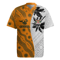 Custom Fiji and Australia Rugby Rugby Jersey Tapa Mix Aboriginal Pattern Half Style LT03 White - Polynesian Pride