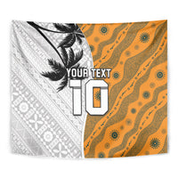 Custom Fiji and Australia Rugby Tapestry Tapa Mix Aboriginal Pattern Half Style LT03 - Polynesian Pride