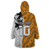 Custom Fiji and Australia Rugby Wearable Blanket Hoodie Tapa Mix Aboriginal Pattern Half Style LT03 - Polynesian Pride