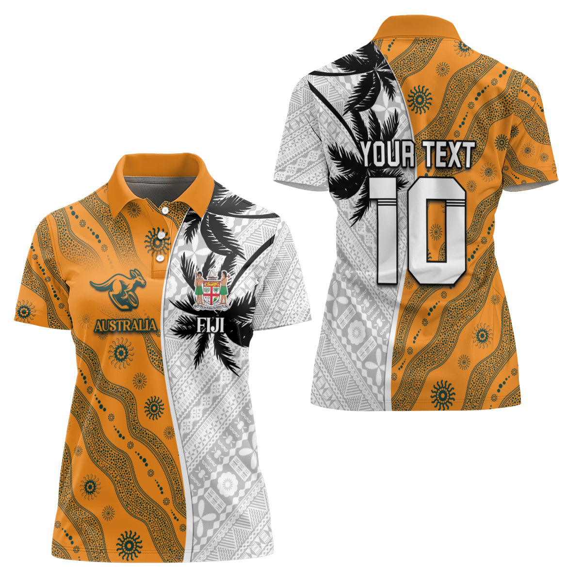 Custom Fiji and Australia Rugby Women Polo Shirt Tapa Mix Aboriginal Pattern Half Style LT03 - Polynesian Pride