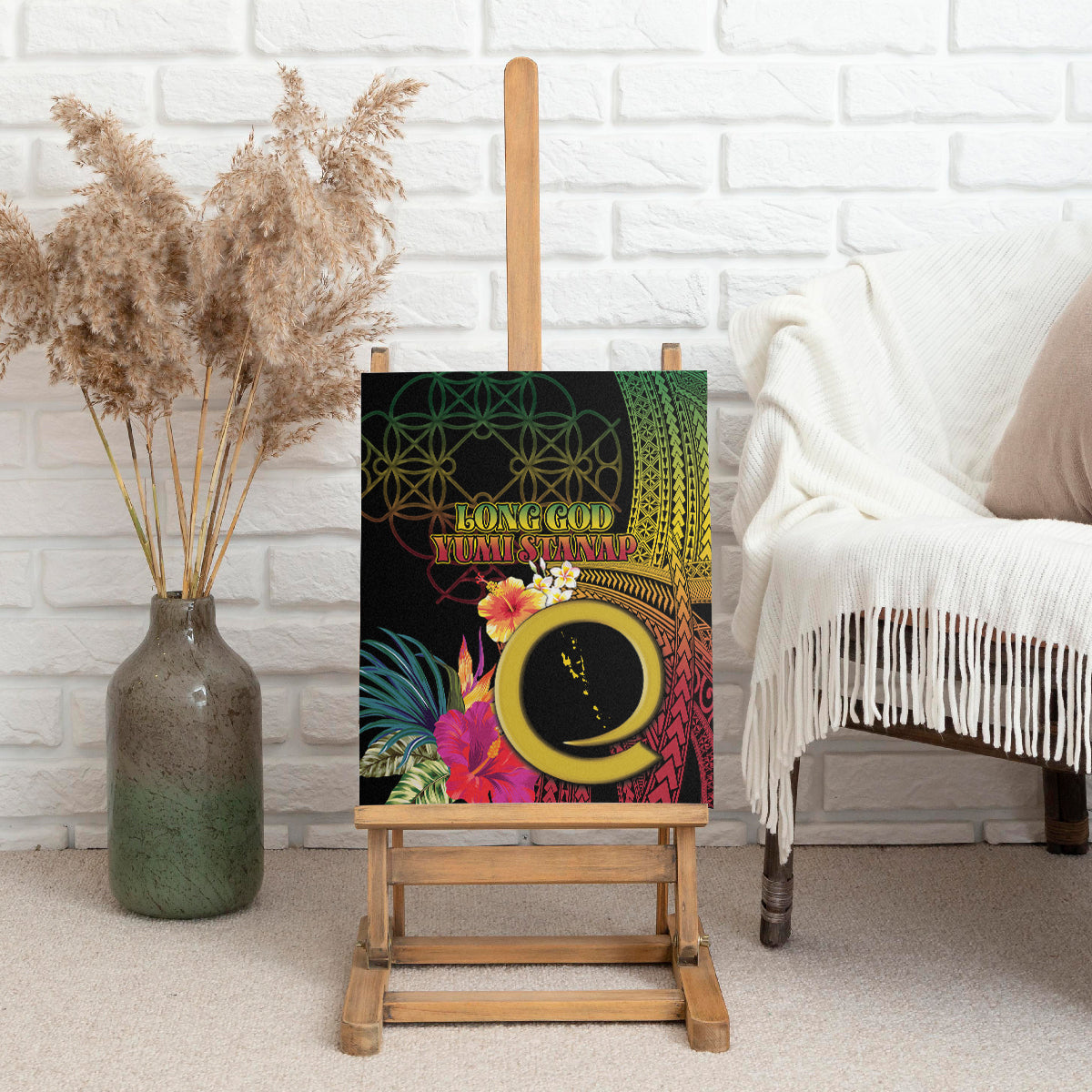 Vanuatu Independence Day Canvas Wall Art Sand Drawing Melanesian Vibes LT03 - Polynesian Pride