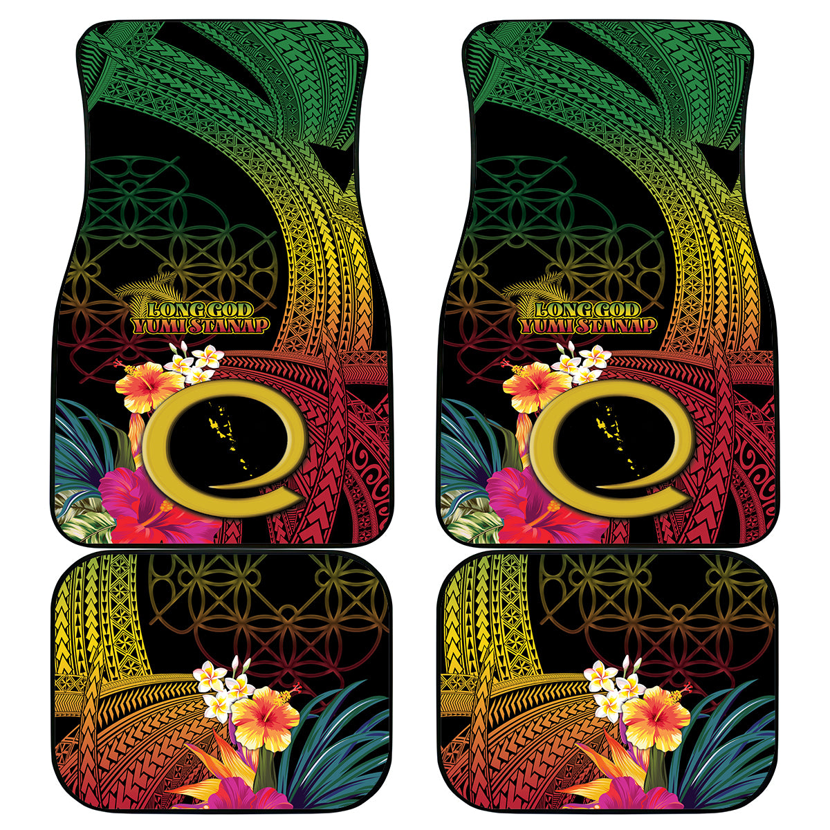 Vanuatu Independence Day Car Mats Sand Drawing Melanesian Vibes LT03 - Polynesian Pride