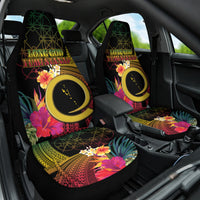 Vanuatu Independence Day Car Seat Cover Sand Drawing Melanesian Vibes LT03 One Size Black - Polynesian Pride