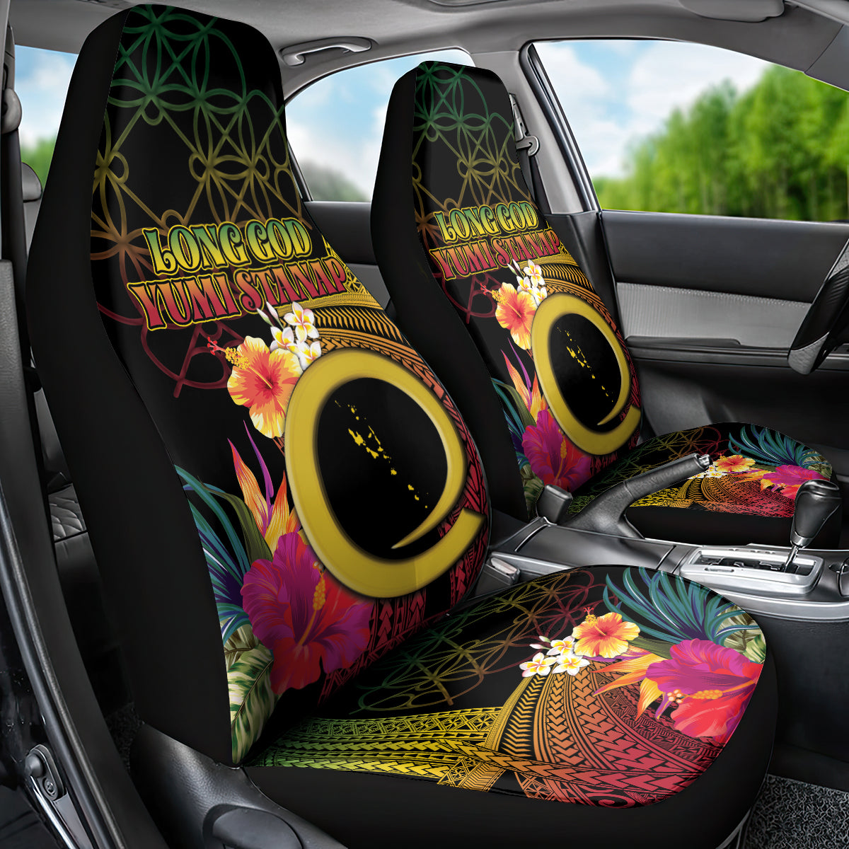 Vanuatu Independence Day Car Seat Cover Sand Drawing Melanesian Vibes LT03 - Polynesian Pride