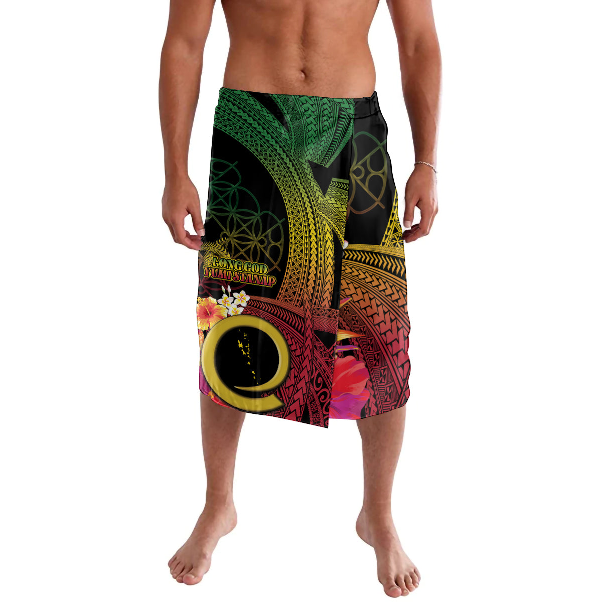 Vanuatu Independence Day Lavalava Sand Drawing Melanesian Vibes LT03 Black - Polynesian Pride